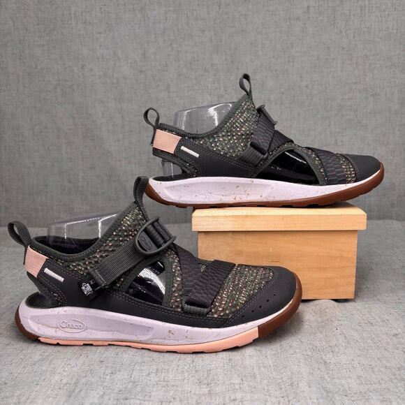 Chaco Odyssey Sport Sandals Grey‎ Pink Polyester Slip On Gorpcore Women's 8 - Picture 2 of 11